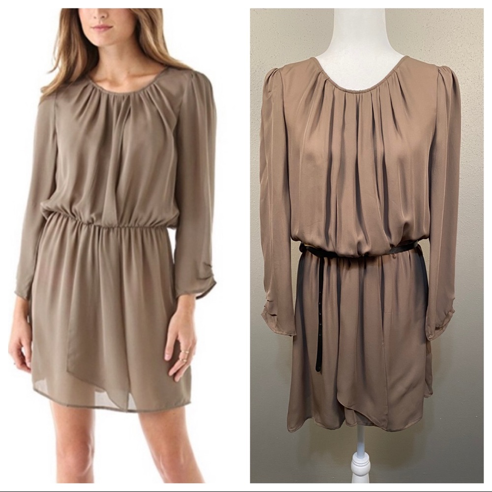 Joie 100% silk Opera pleated long sleeve topaz